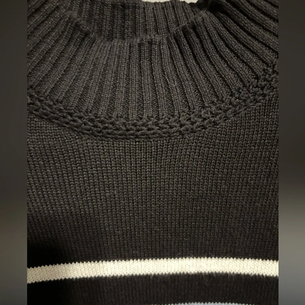 Joie Women's Sweater Mock Neck Black with Multi Colored Stripes Size‎ Small EUC